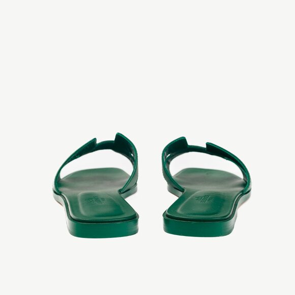 Hermes Oran Vert Electrique Calfskin H-Strap Sandals - Picture 4 of 11